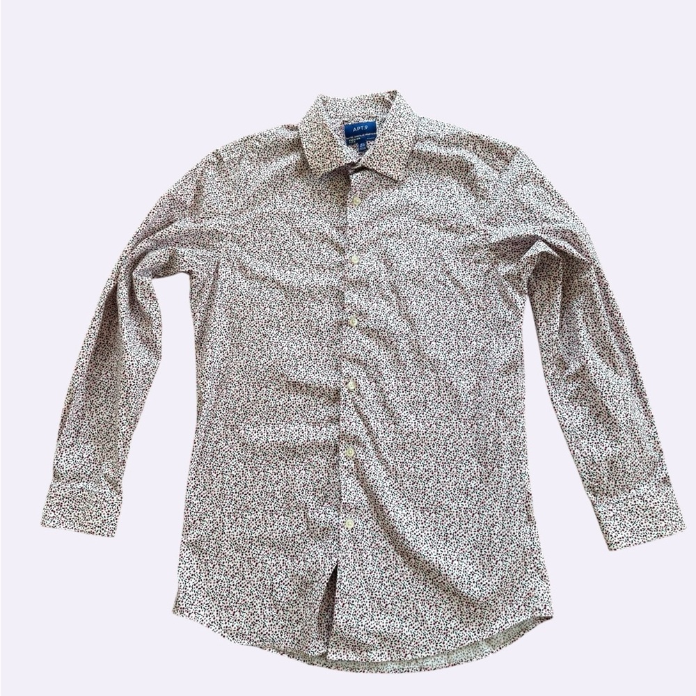 Apt. 9 Men's White and Black Patterned Button Down Shirt